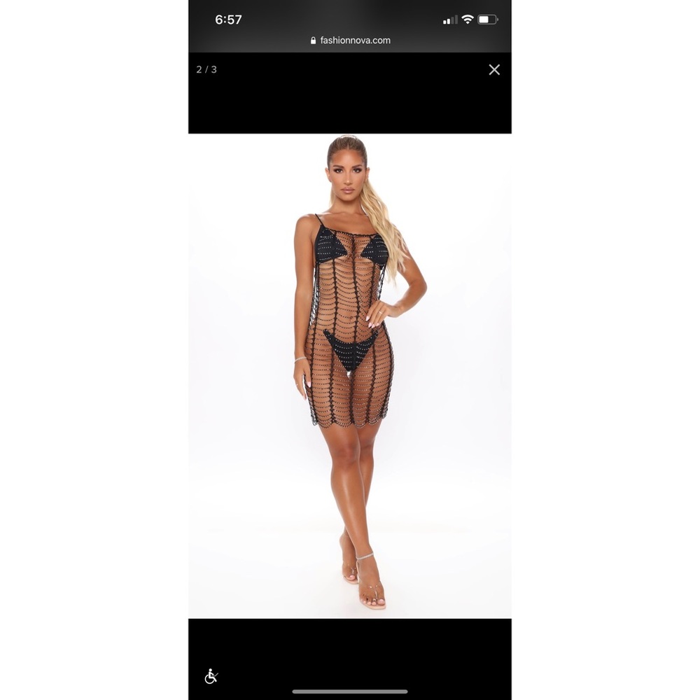 Fashion nova black crochet swim cover up